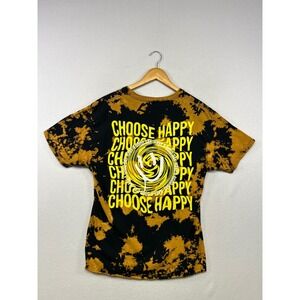 Streetwear Chemistry Unisex Large Black Yellow Bleach Wash Choose Happy Tee
